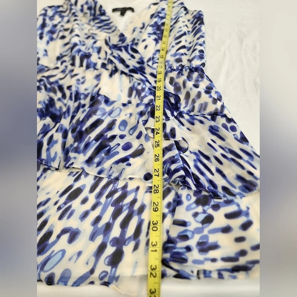 BCBGMaxAzria White and Blue Printed Mini Dress - Picture 7 of 16